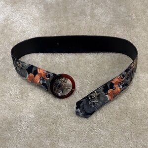Floral Black and Orange Women's Belt